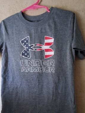 Under Armour Gray Tee with American Flag Logo